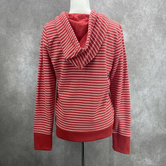 Tommy Hilfiger Womens M Sweater Hoodie Red Orange Striped Full Zip Preppy Casual - Picture 4 of 8